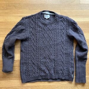 Peregrine Gray Wool Cable Knit Sweater Women’s Large Made in England Pullover